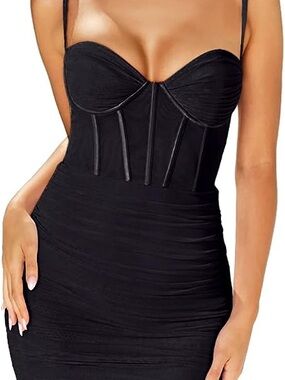 New Size S Sexy Sweetheart Neck Mini Mesh Spaghetti Bodycon